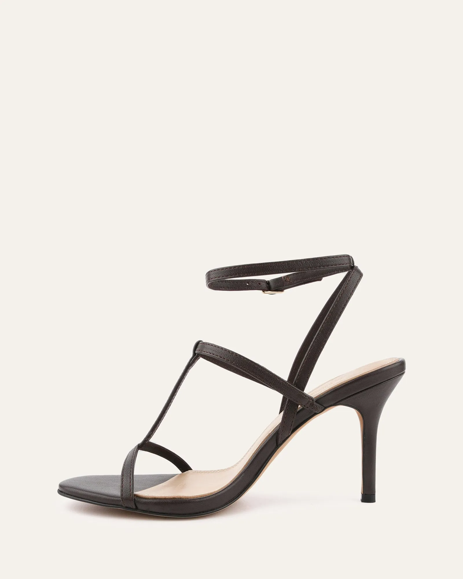 LACEY HIGH HEEL SANDALS CACAO LEATHER Jo Mercer