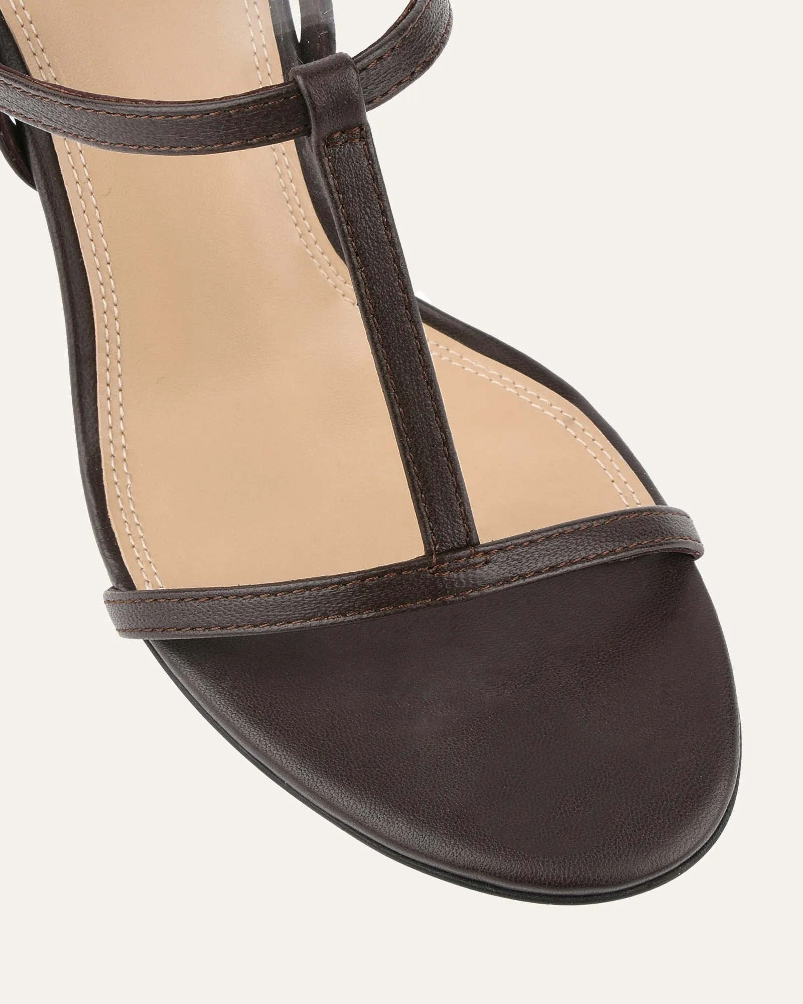 LACEY HIGH HEEL SANDALS CACAO LEATHER Jo Mercer