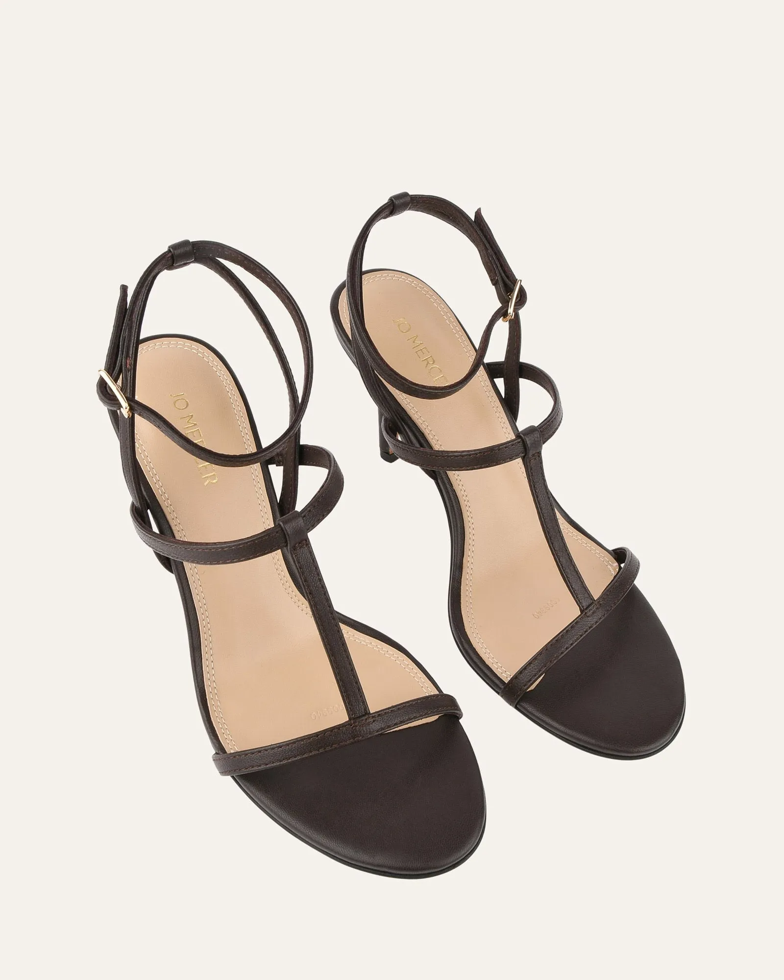 LACEY HIGH HEEL SANDALS CACAO LEATHER Jo Mercer
