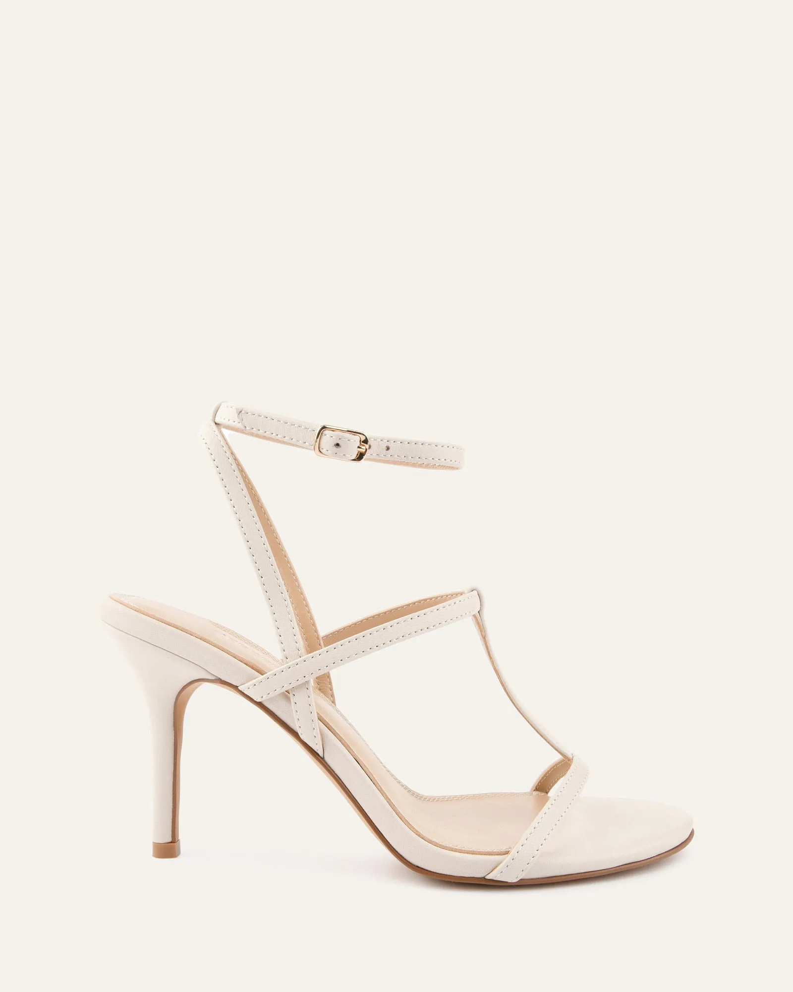LACEY HIGH HEEL SANDALS OFF WHITE LEATHER Jo Mercer