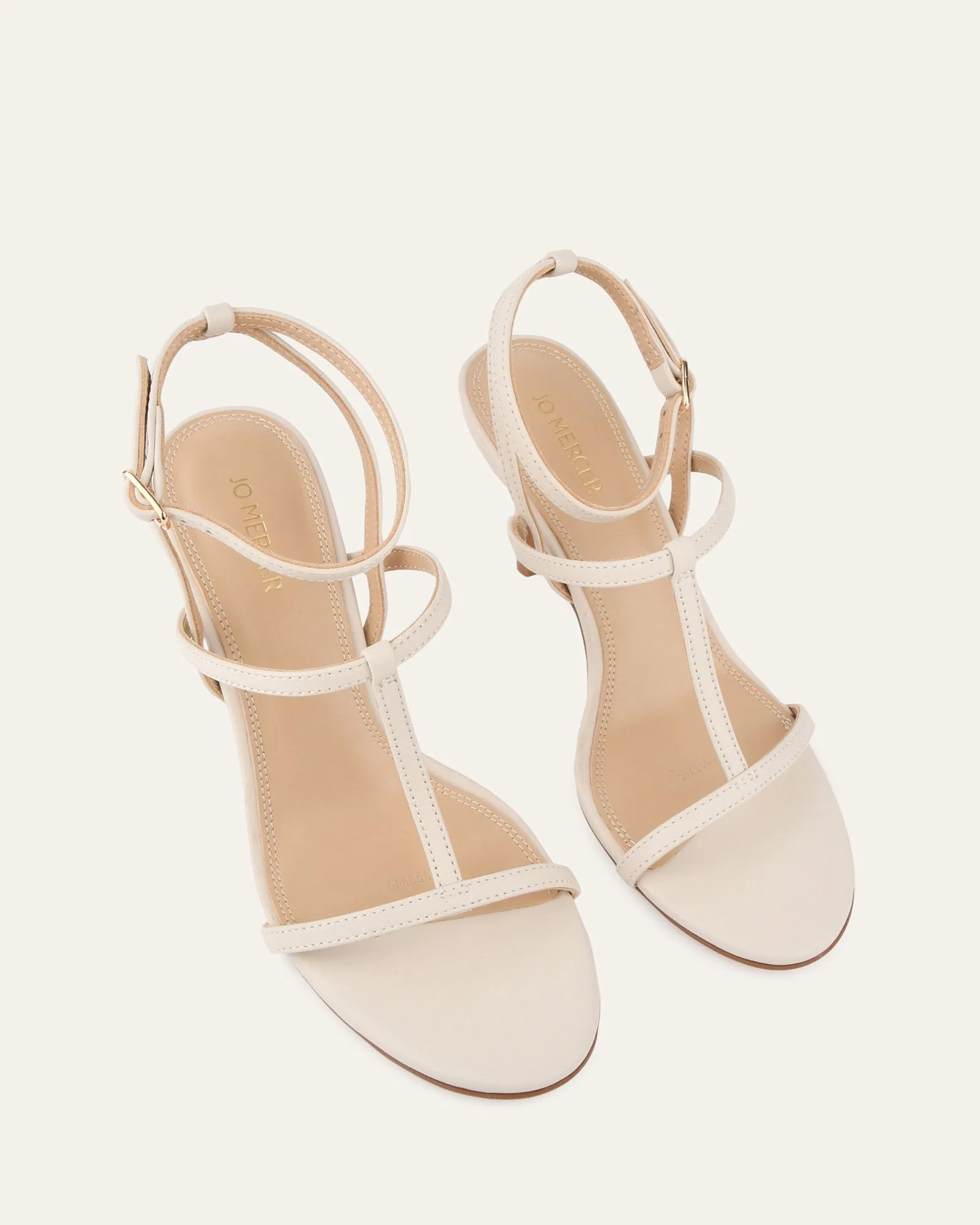 LACEY HIGH HEEL SANDALS OFF WHITE LEATHER Jo Mercer