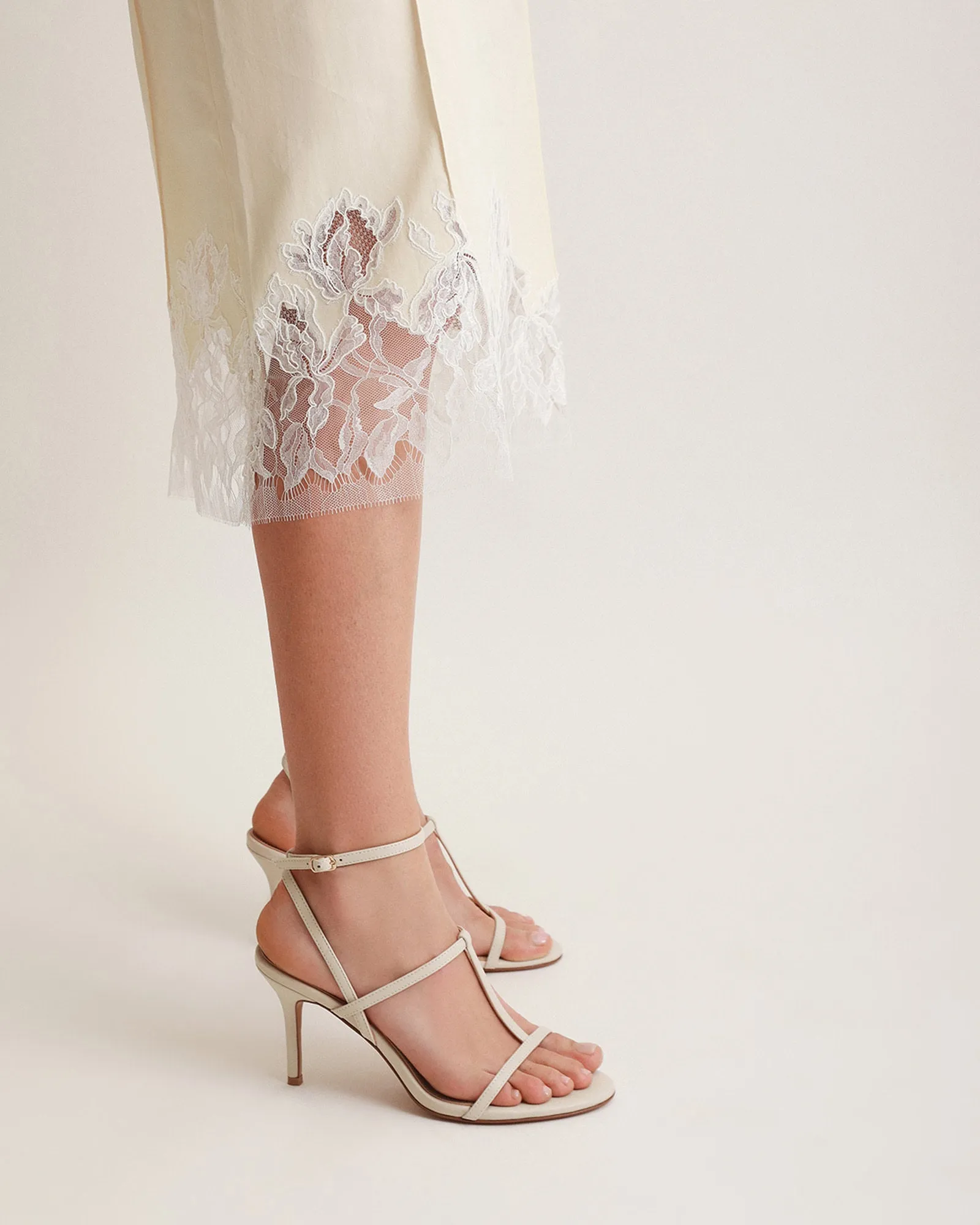 LACEY HIGH HEEL SANDALS OFF WHITE LEATHER Jo Mercer