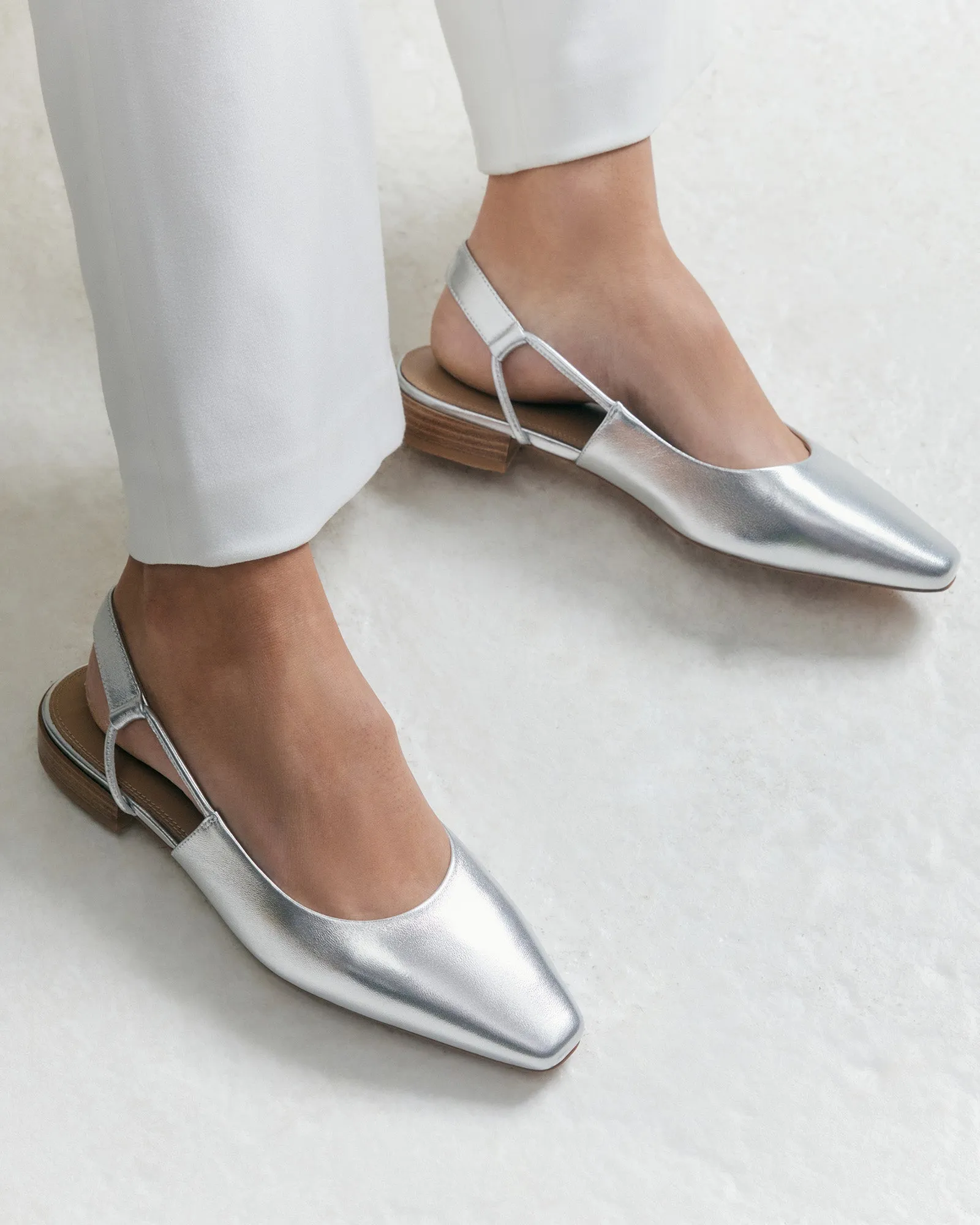LARISSA DRESS FLATS SILVER LEATHER Jo Mercer