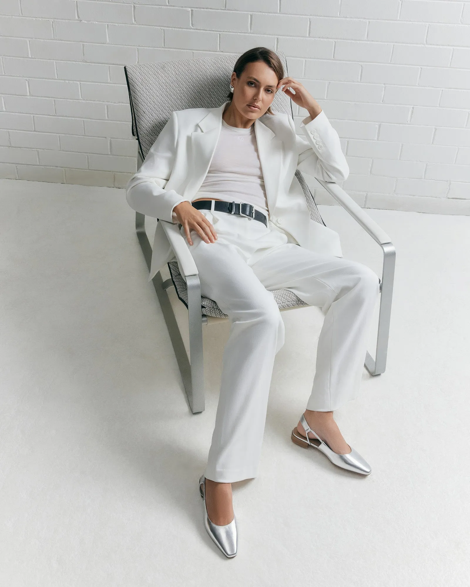 LARISSA DRESS FLATS SILVER LEATHER Jo Mercer