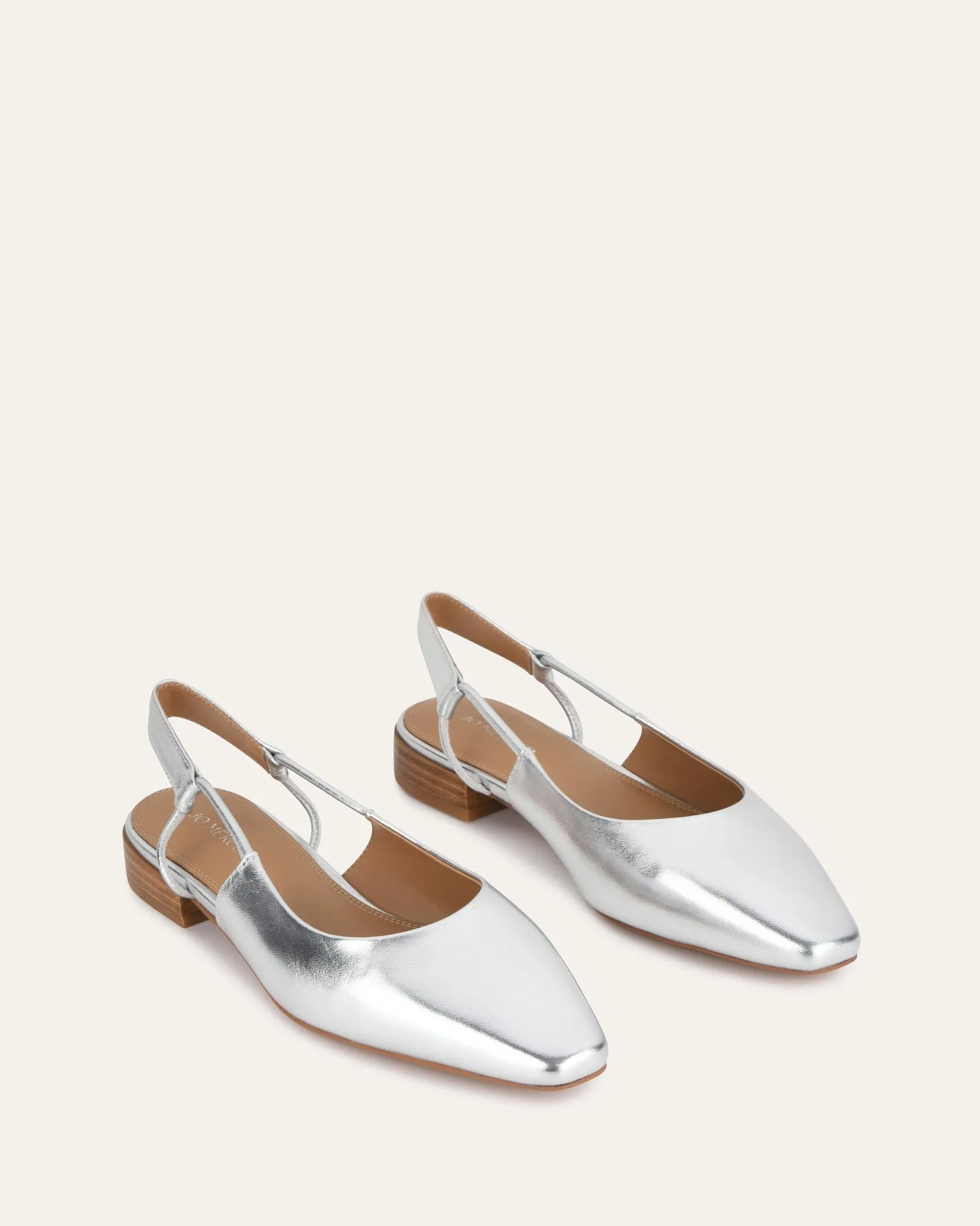 LARISSA DRESS FLATS SILVER LEATHER Jo Mercer