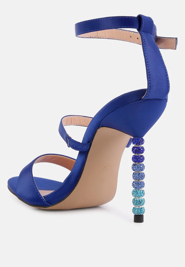 lawsuit rhinestone ball heel satin sandals