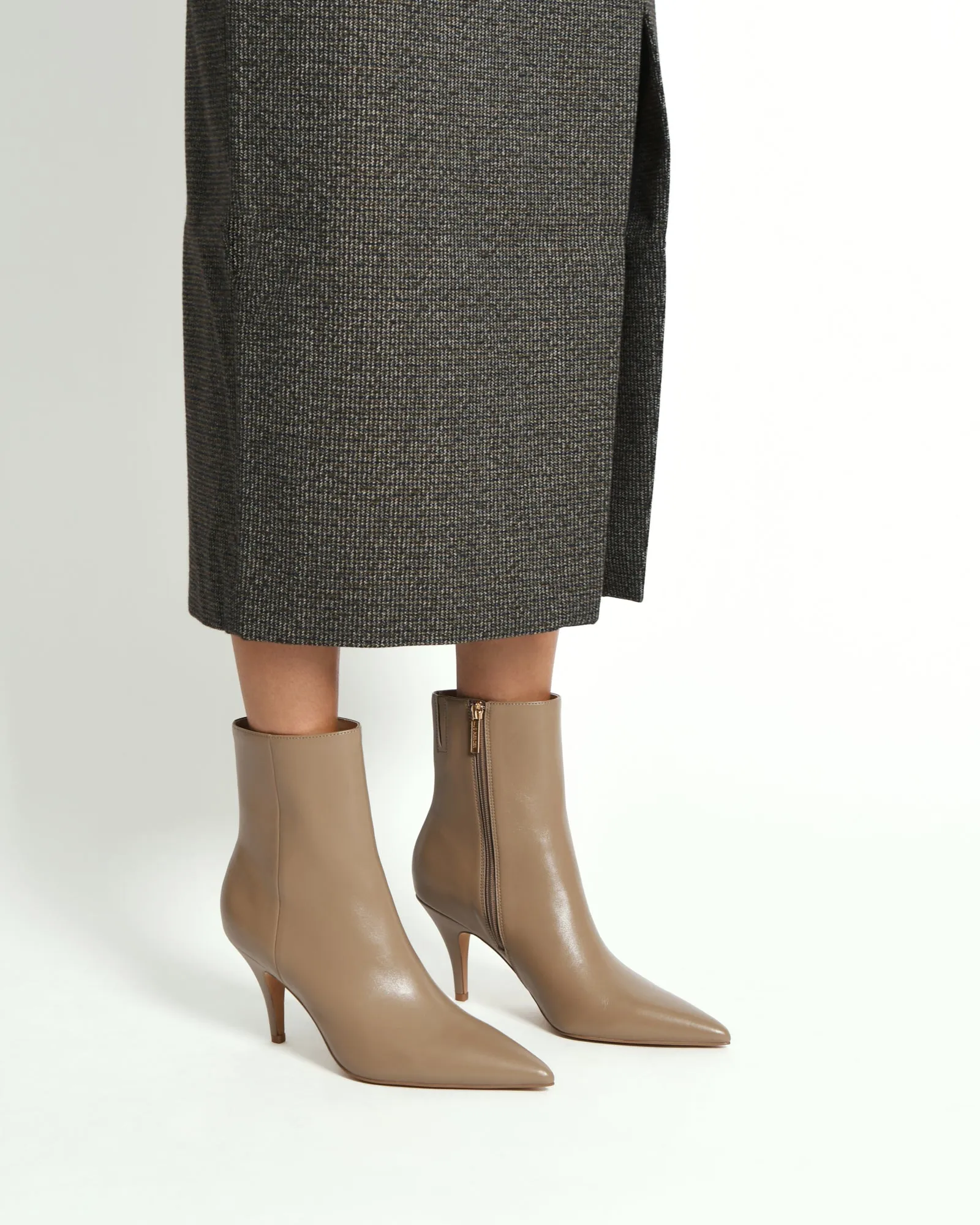 LOTTIE HIGH ANKLE BOOTS TAUPE LEATHER Jo Mercer