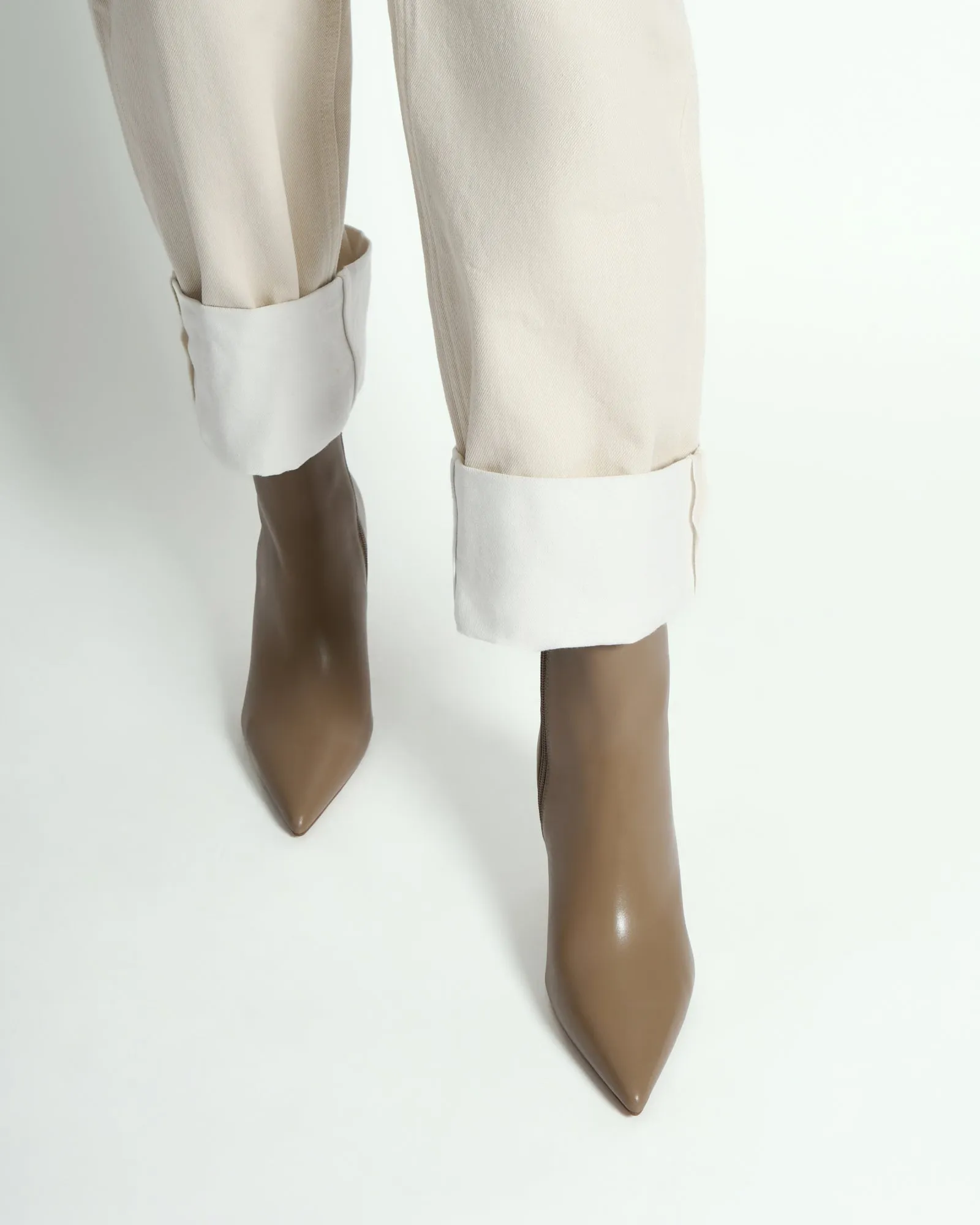 LOTTIE HIGH ANKLE BOOTS TAUPE LEATHER Jo Mercer