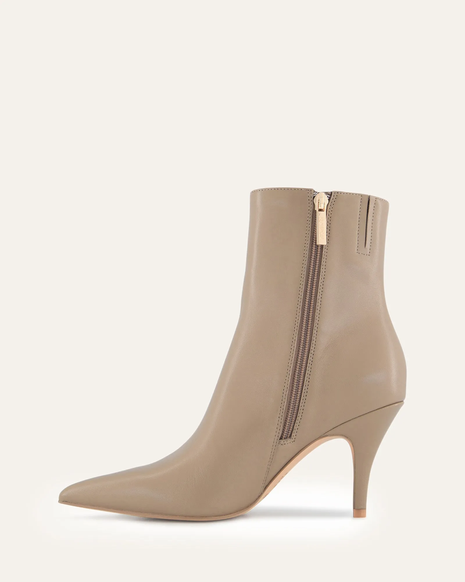 LOTTIE HIGH ANKLE BOOTS TAUPE LEATHER Jo Mercer