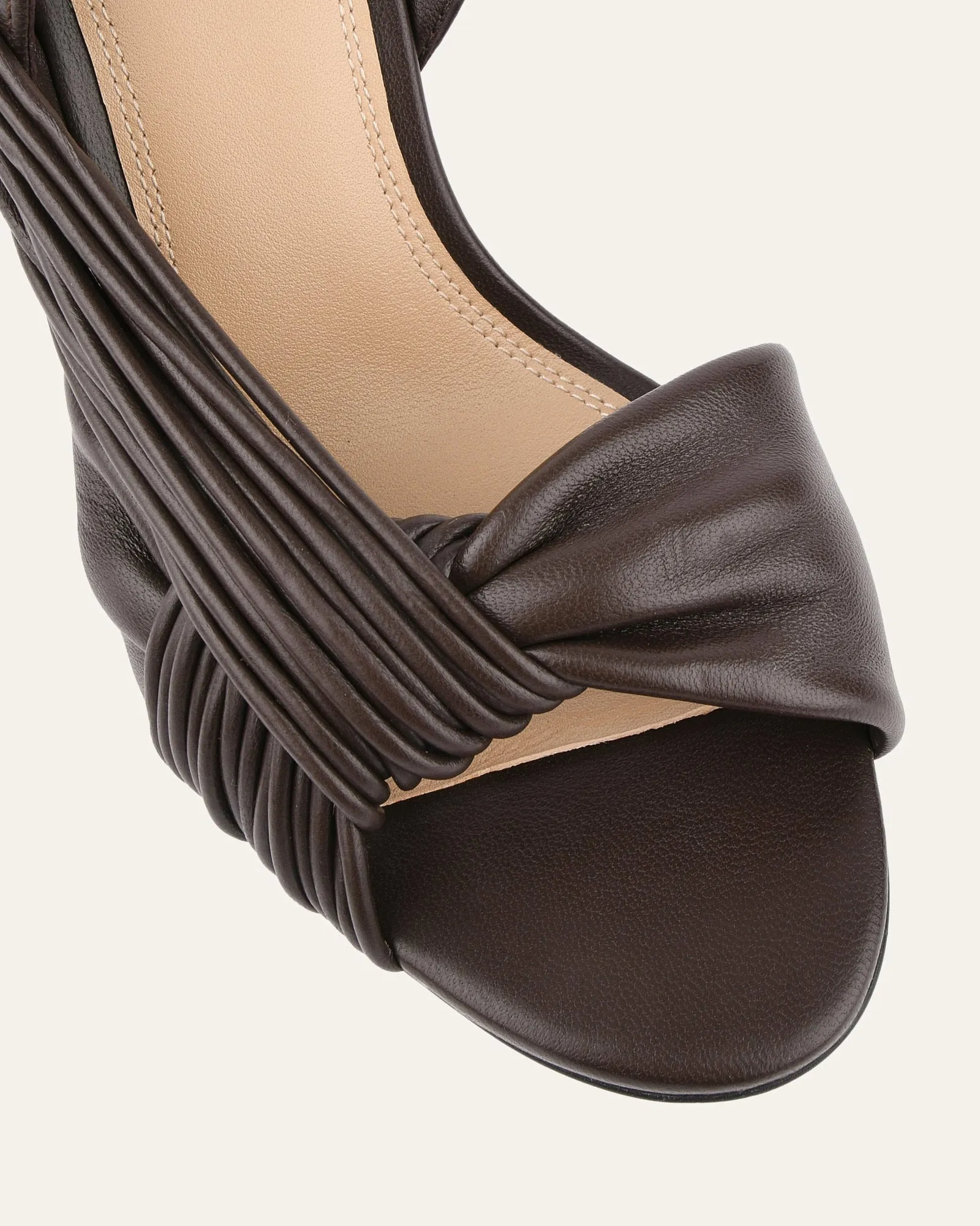 LUCKY HIGH HEEL SANDALS CACAO LEATHER Jo Mercer