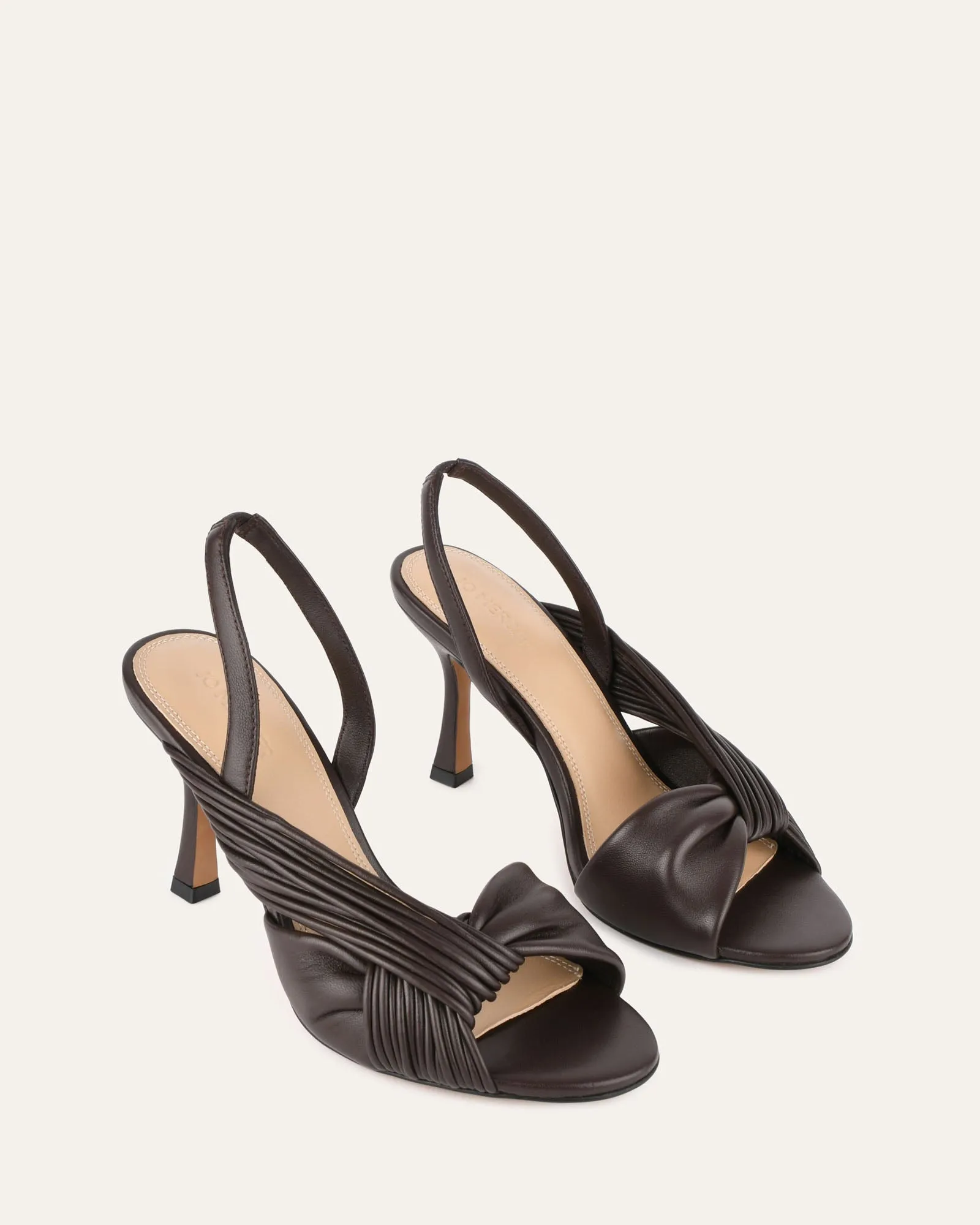 LUCKY HIGH HEEL SANDALS CACAO LEATHER Jo Mercer
