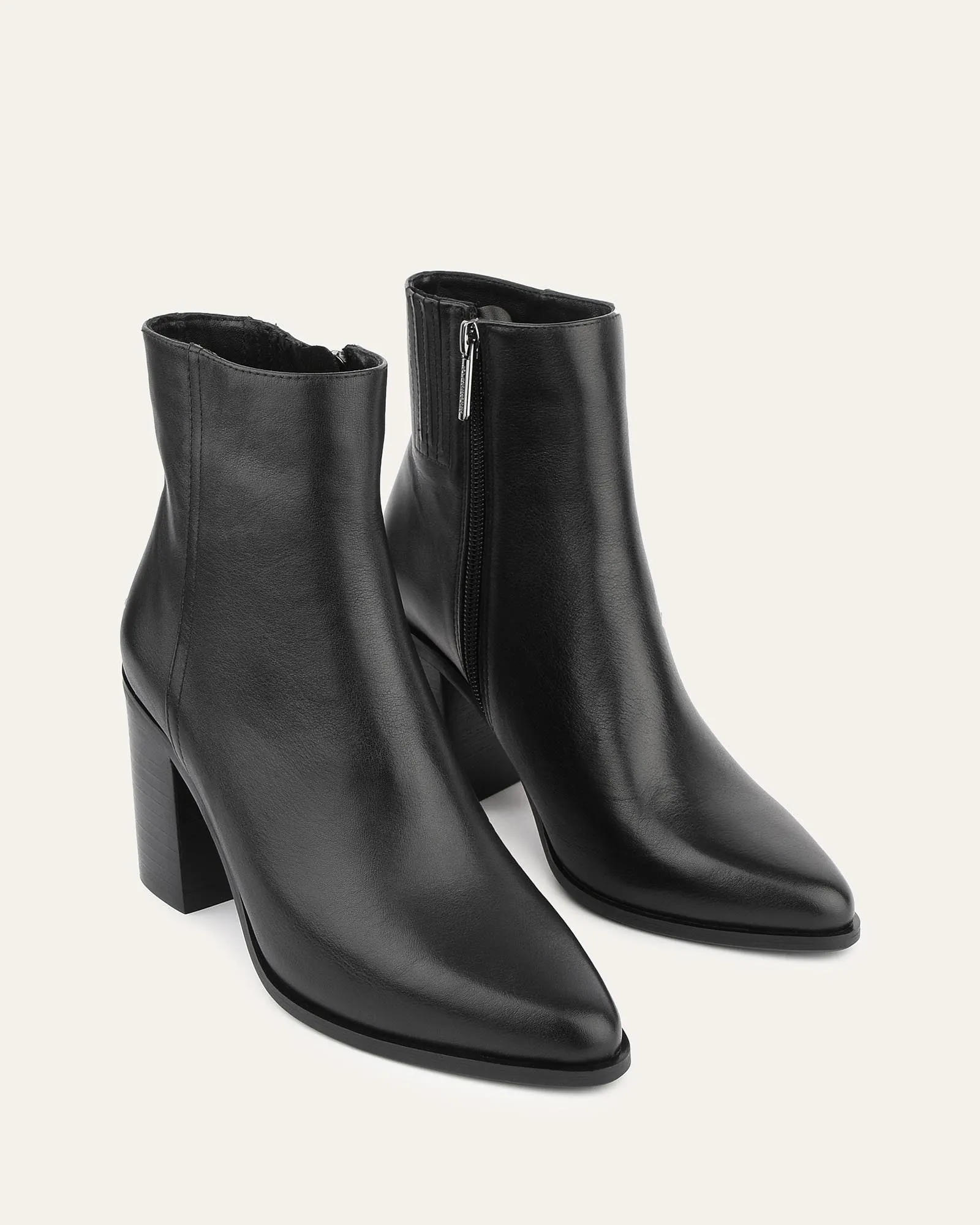 LUNA HIGH ANKLE BOOTS BLACK LEATHER Jo Mercer