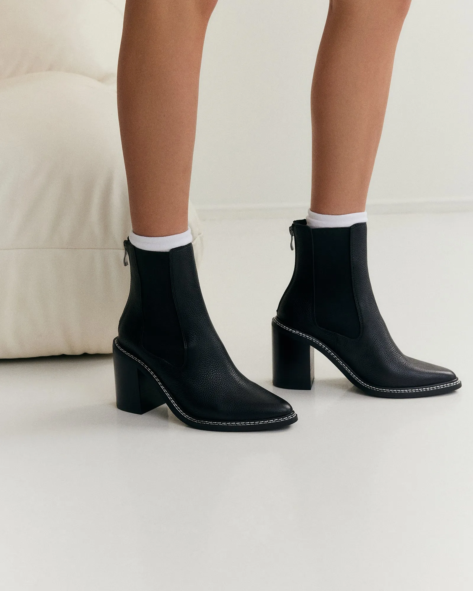 LUXE HIGH ANKLE BOOTS BLACK LEATHER Jo Mercer