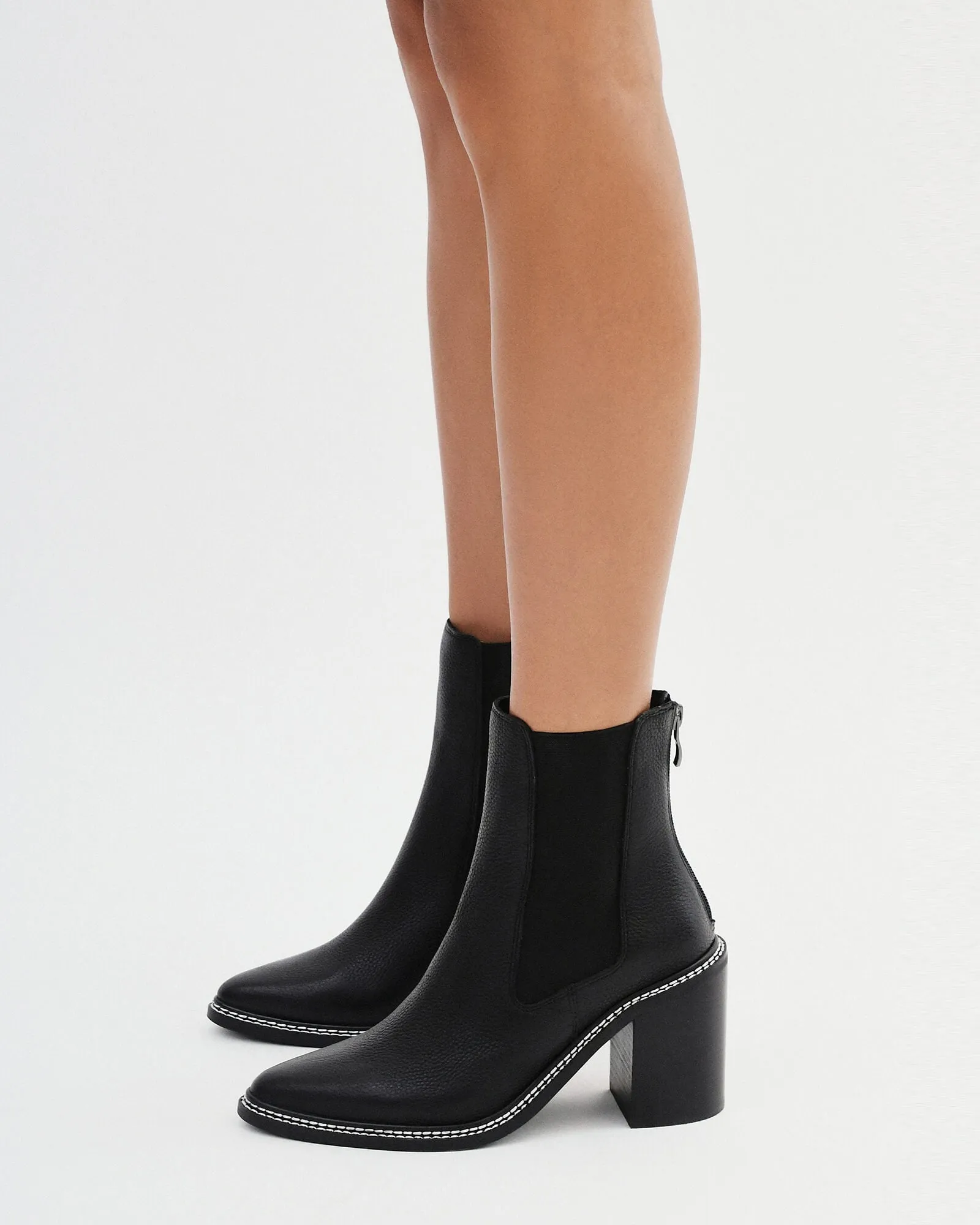 LUXE HIGH ANKLE BOOTS BLACK LEATHER Jo Mercer