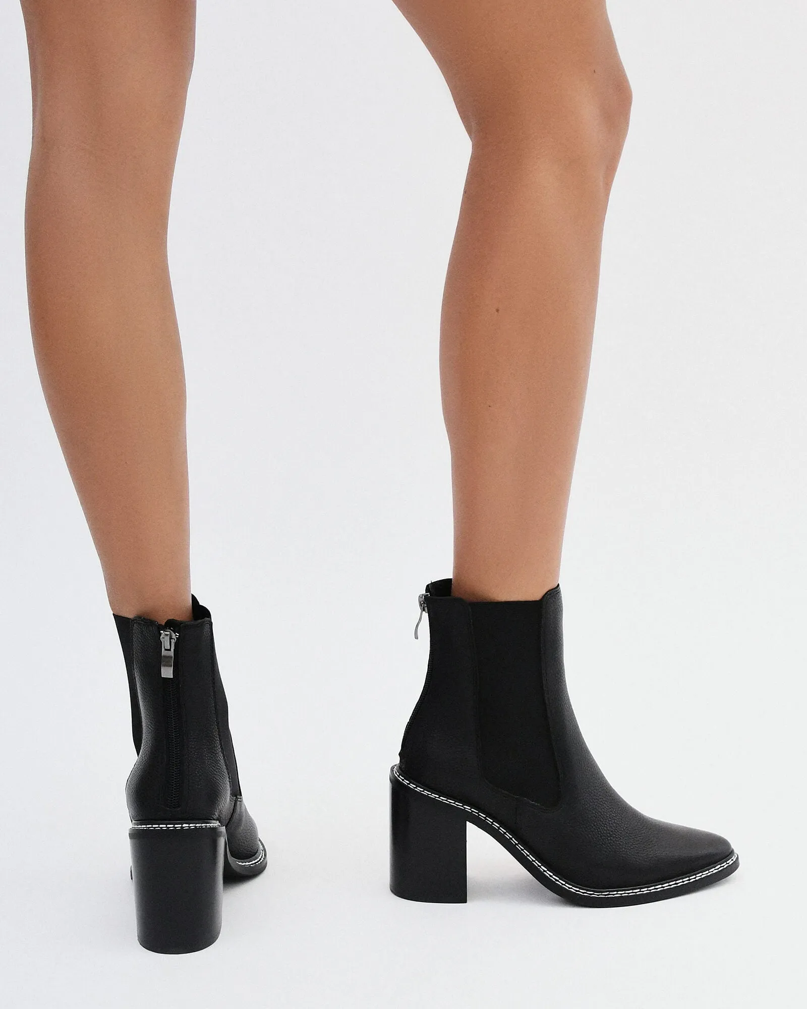 LUXE HIGH ANKLE BOOTS BLACK LEATHER Jo Mercer