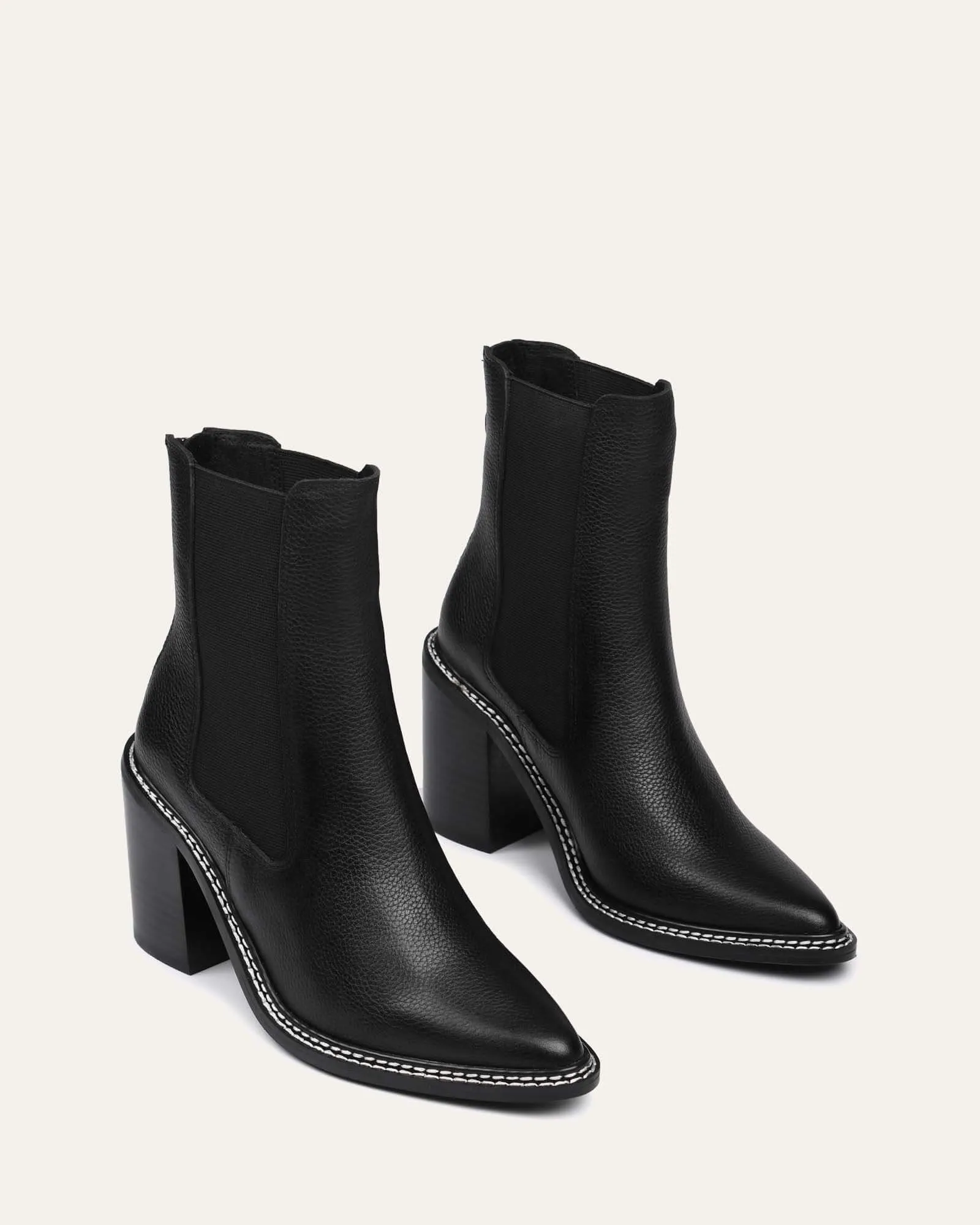 LUXE HIGH ANKLE BOOTS BLACK LEATHER Jo Mercer