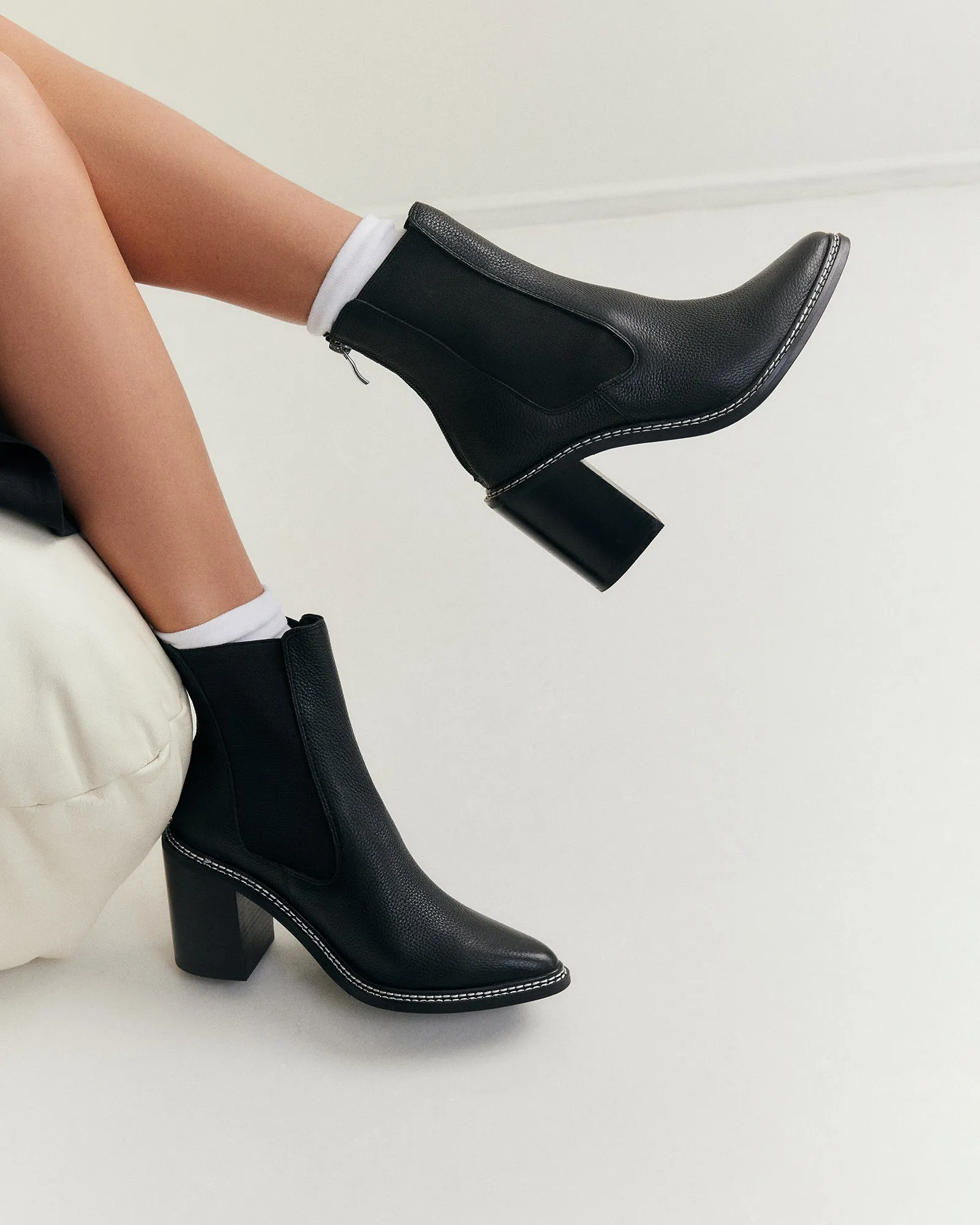 LUXE HIGH ANKLE BOOTS BLACK LEATHER Jo Mercer