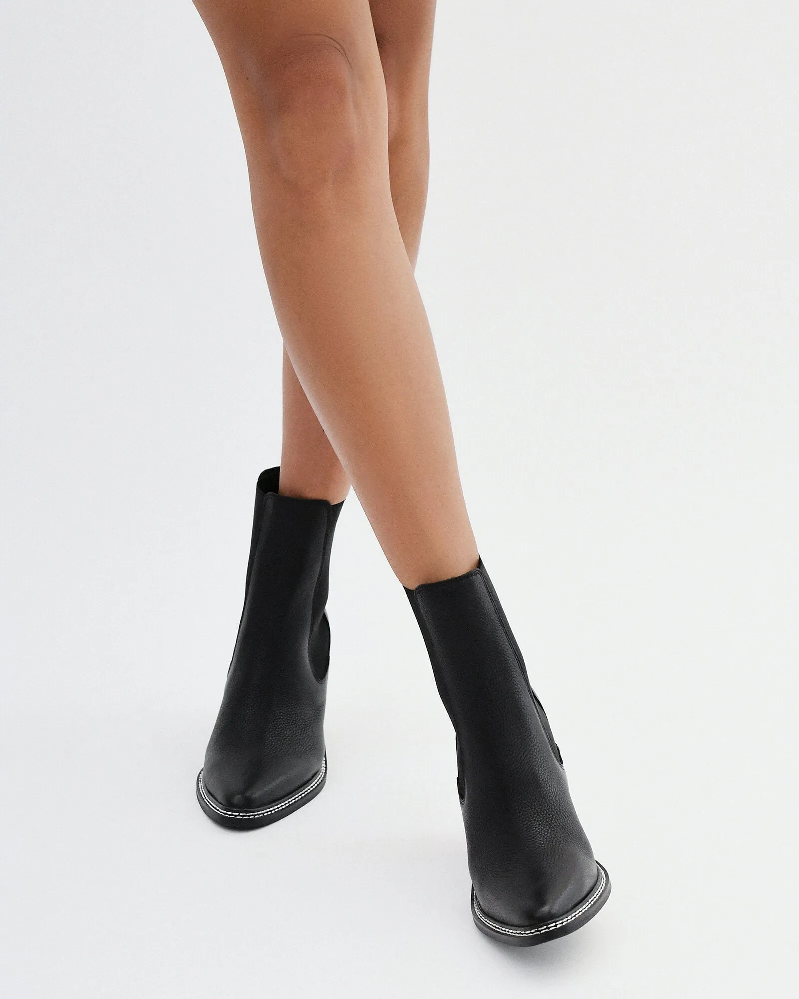 LUXE HIGH ANKLE BOOTS BLACK LEATHER Jo Mercer