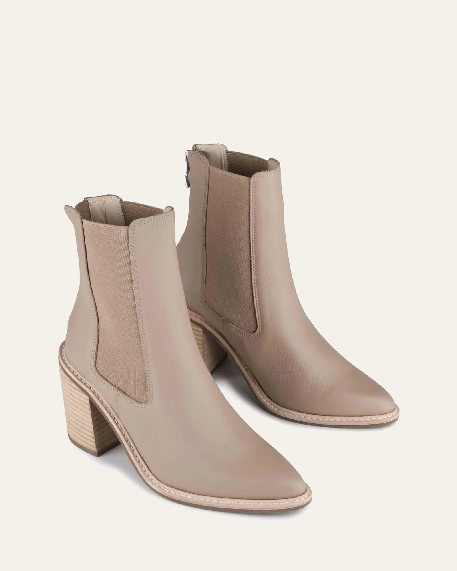 LUXE HIGH ANKLE BOOTS TAUPE LEATHER Jo Mercer