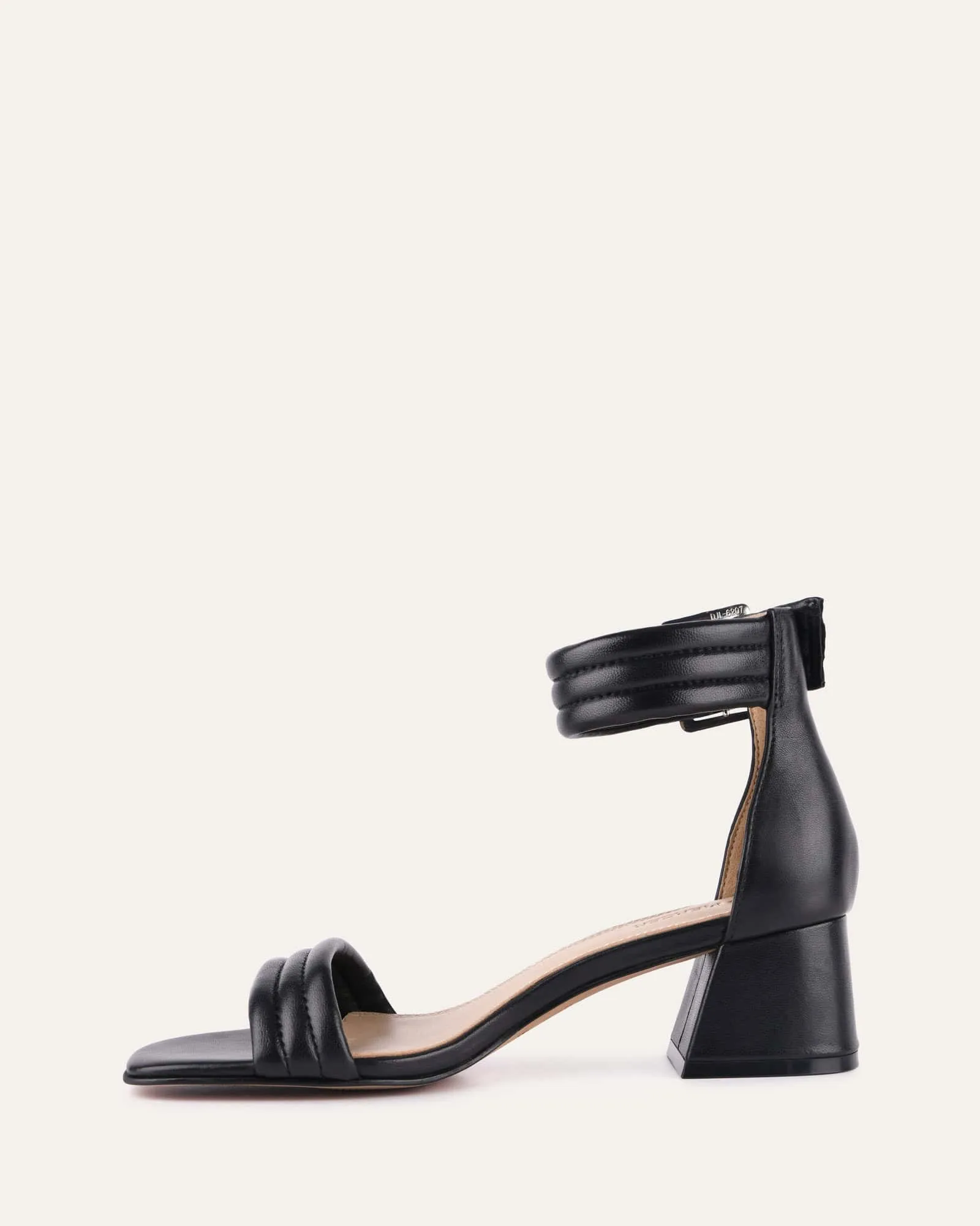LYRIC MID HEEL SANDALS BLACK LEATHER Jo Mercer