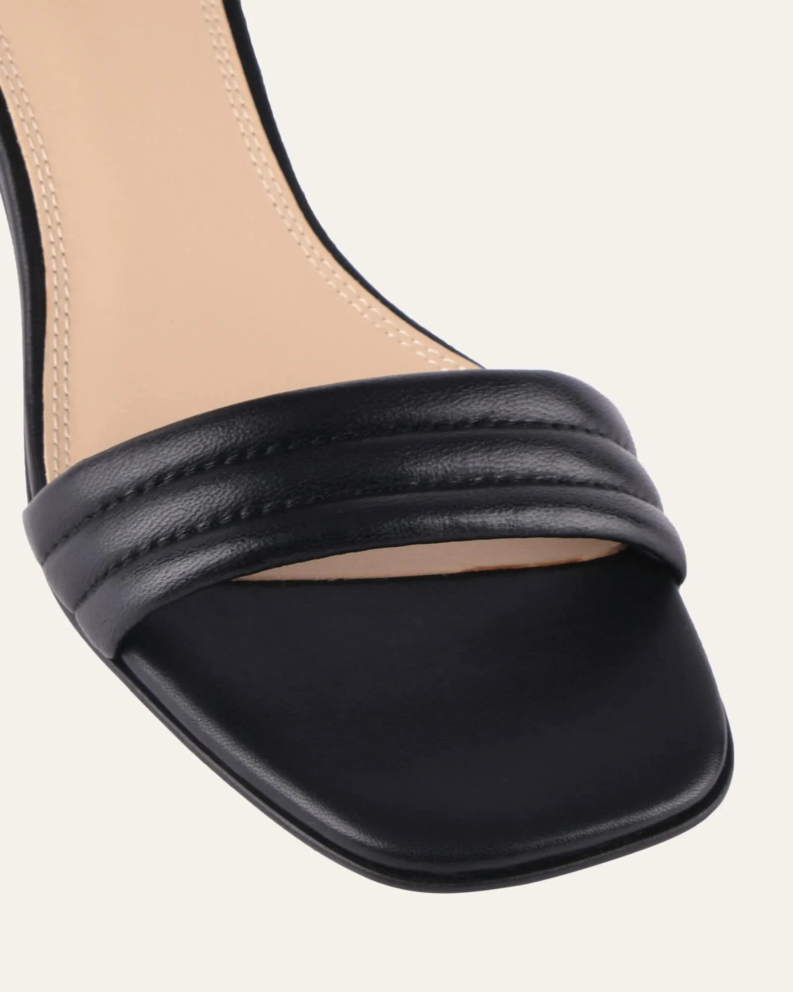 LYRIC MID HEEL SANDALS BLACK LEATHER Jo Mercer