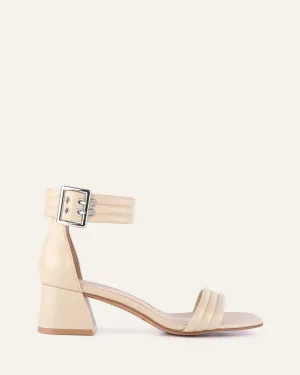 LYRIC MID HEEL SANDALS SAND LEATHER Jo Mercer