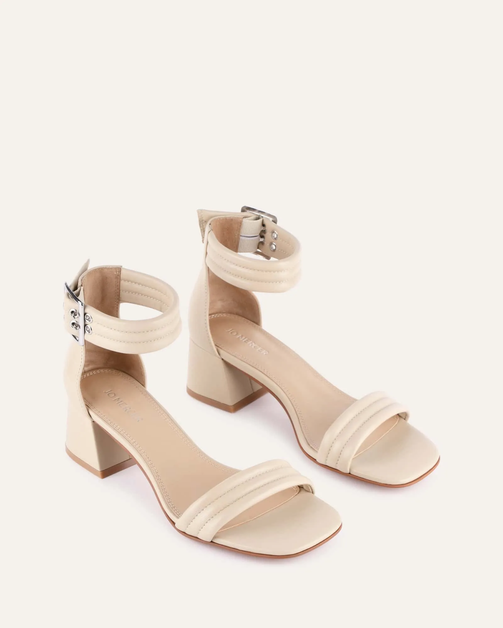 LYRIC MID HEEL SANDALS SAND LEATHER Jo Mercer