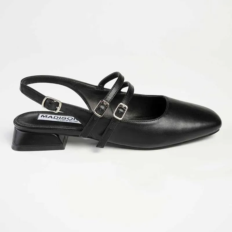 Madison Paisley Low Block Heel - Black