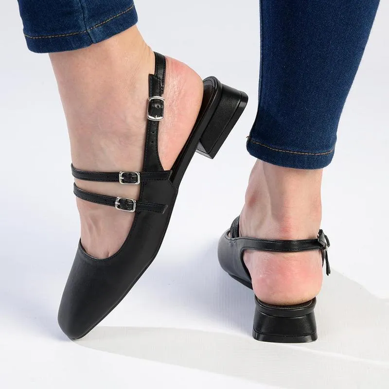 Madison Paisley Low Block Heel - Black