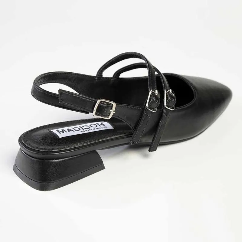 Madison Paisley Low Block Heel - Black