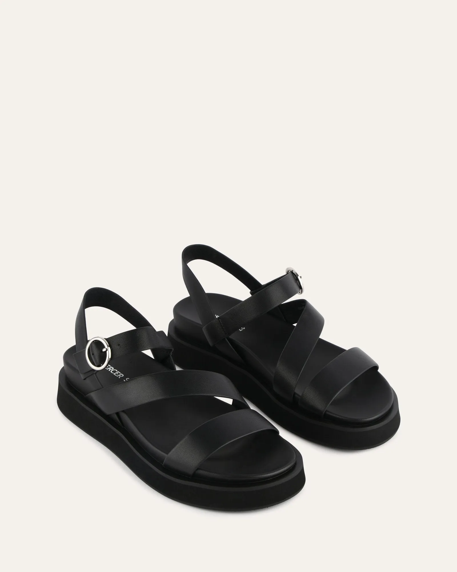 MARAIS FLAT SANDALS BLACK LEATHER Jo Mercer