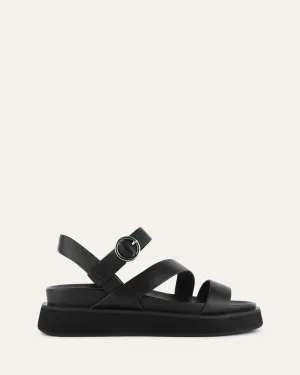 MARAIS FLAT SANDALS BLACK LEATHER Jo Mercer