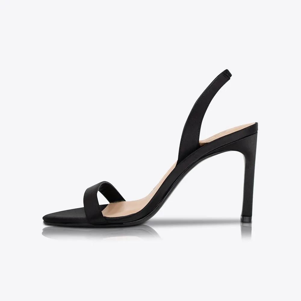 Martini Heel Black Satin SOL SANA