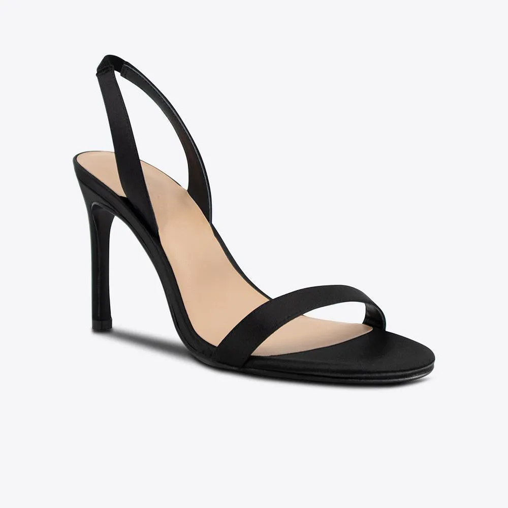 Martini Heel Black Satin SOL SANA