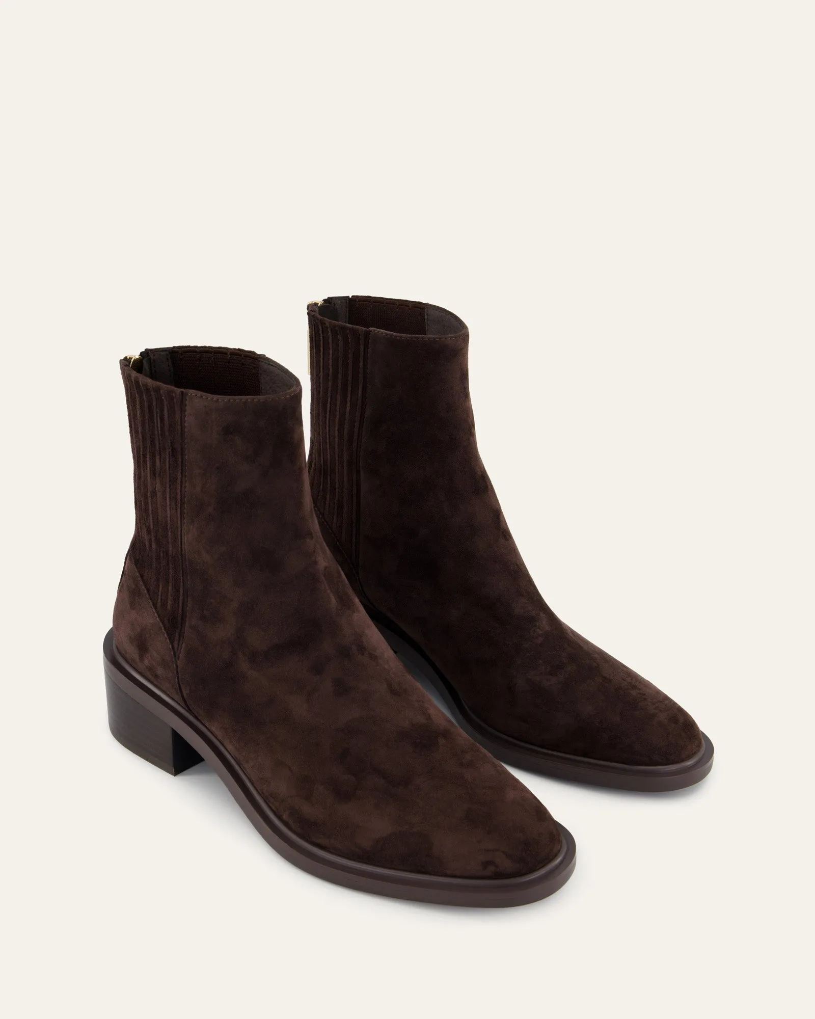 MASON FLAT ANKLE BOOTS BITTER CHOC SUEDE Jo Mercer