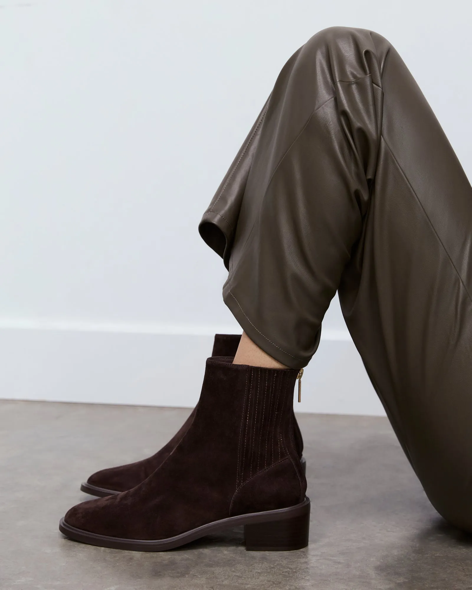 MASON FLAT ANKLE BOOTS BITTER CHOC SUEDE Jo Mercer