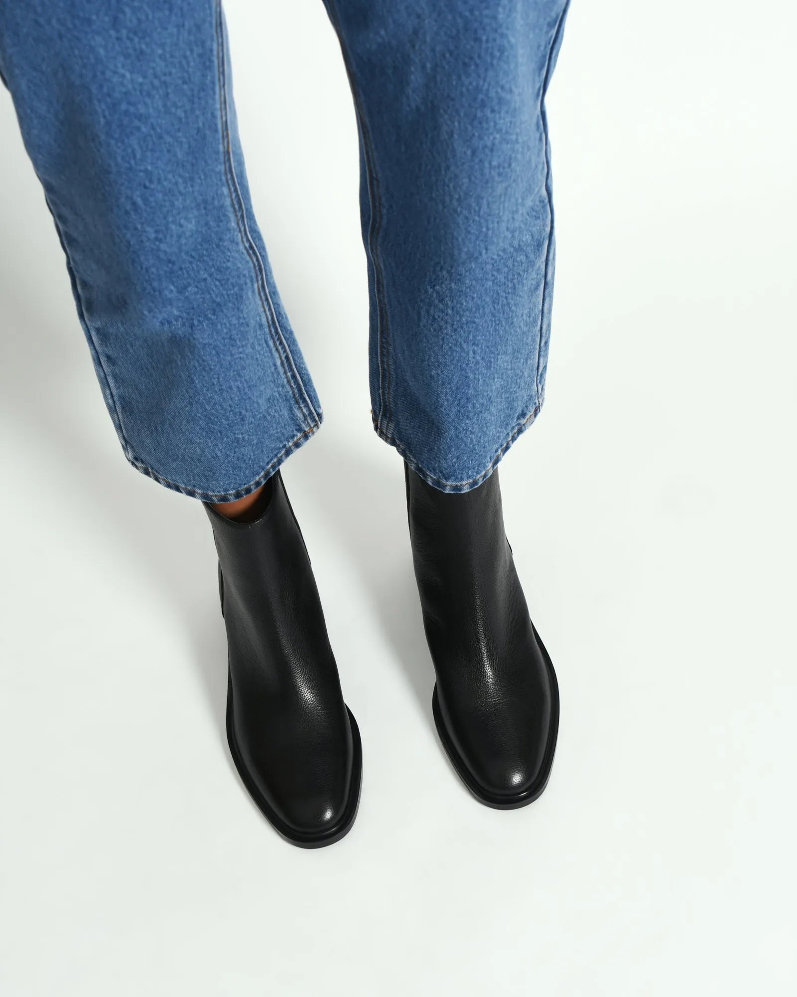 MASON FLAT ANKLE BOOTS BLACK LEATHER Jo Mercer