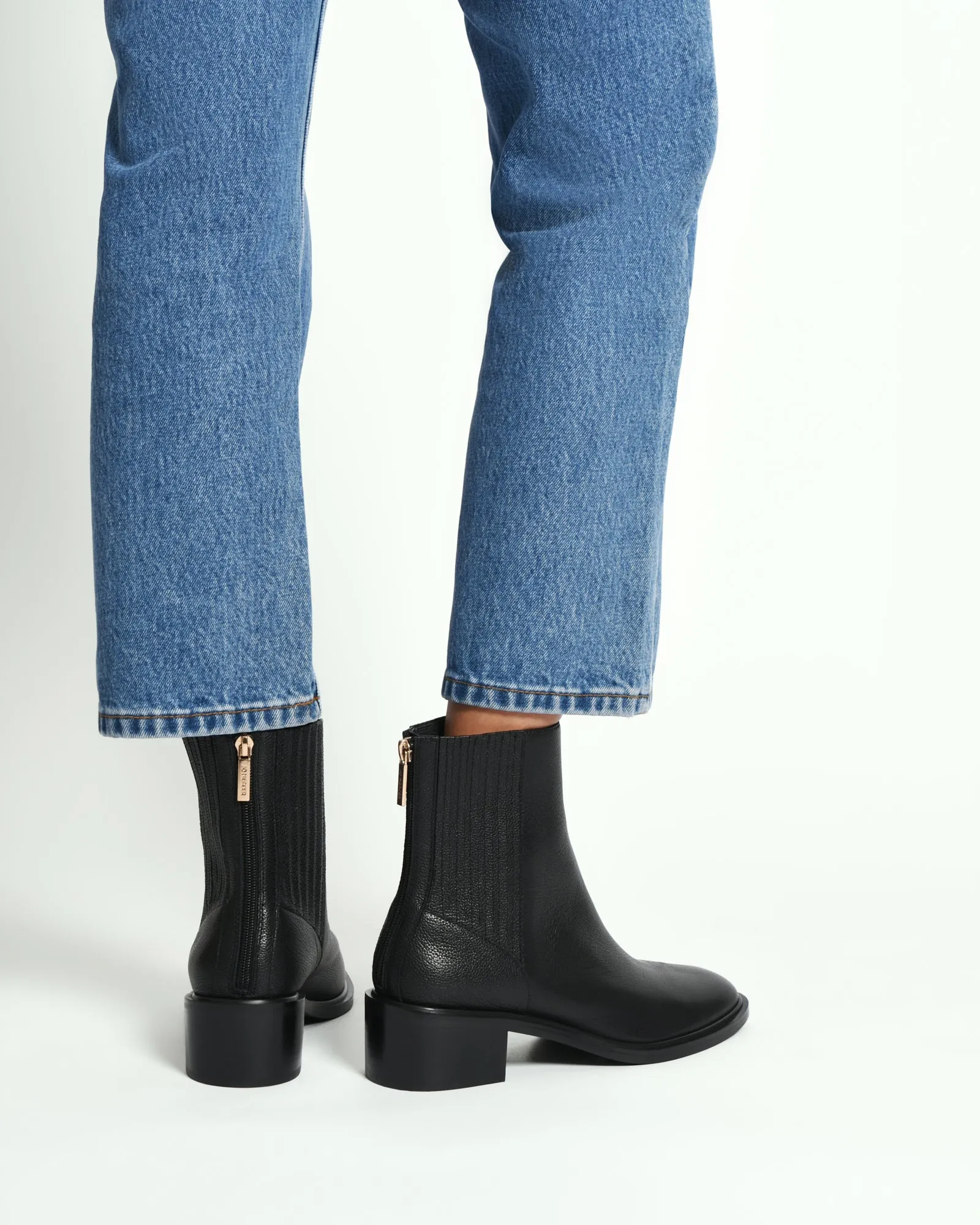 MASON FLAT ANKLE BOOTS BLACK LEATHER Jo Mercer