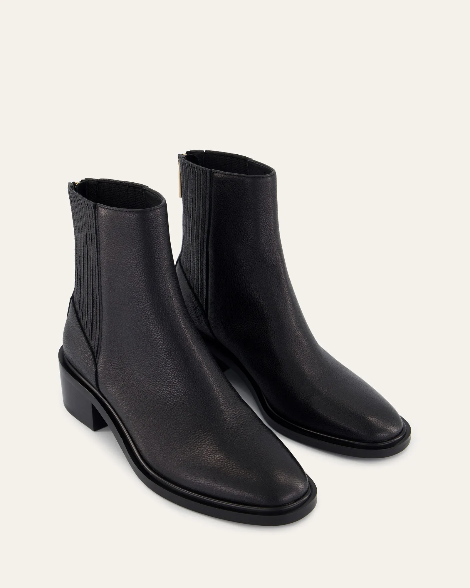 MASON FLAT ANKLE BOOTS BLACK LEATHER Jo Mercer