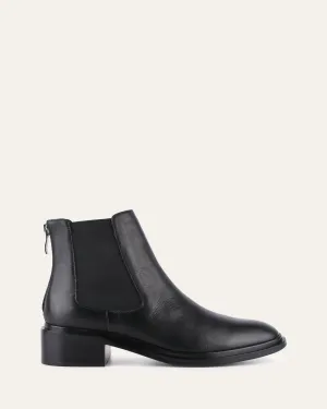 MELROSE FLAT ANKLE BOOTS BLACK LEATHER Jo Mercer