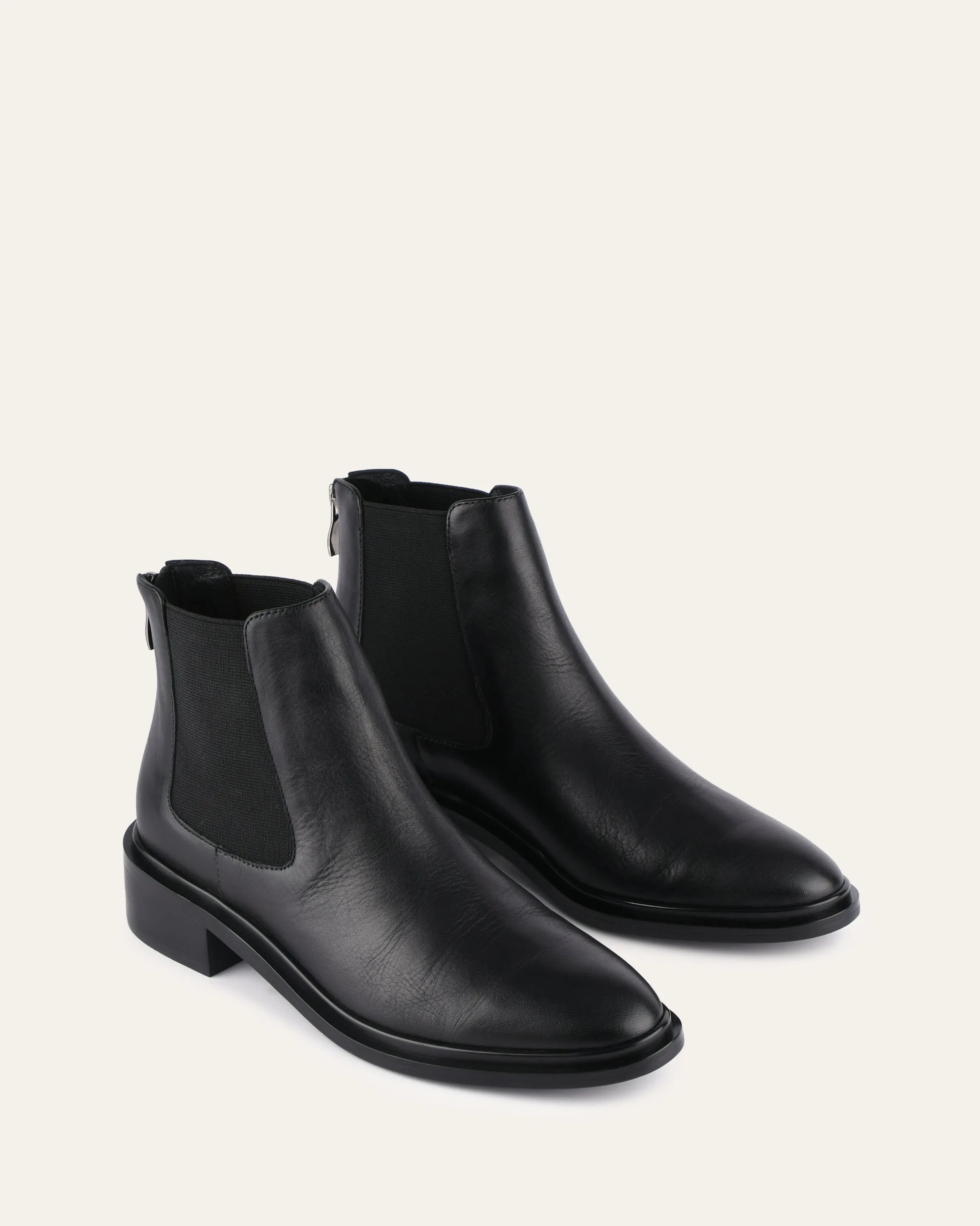 MELROSE FLAT ANKLE BOOTS BLACK LEATHER Jo Mercer