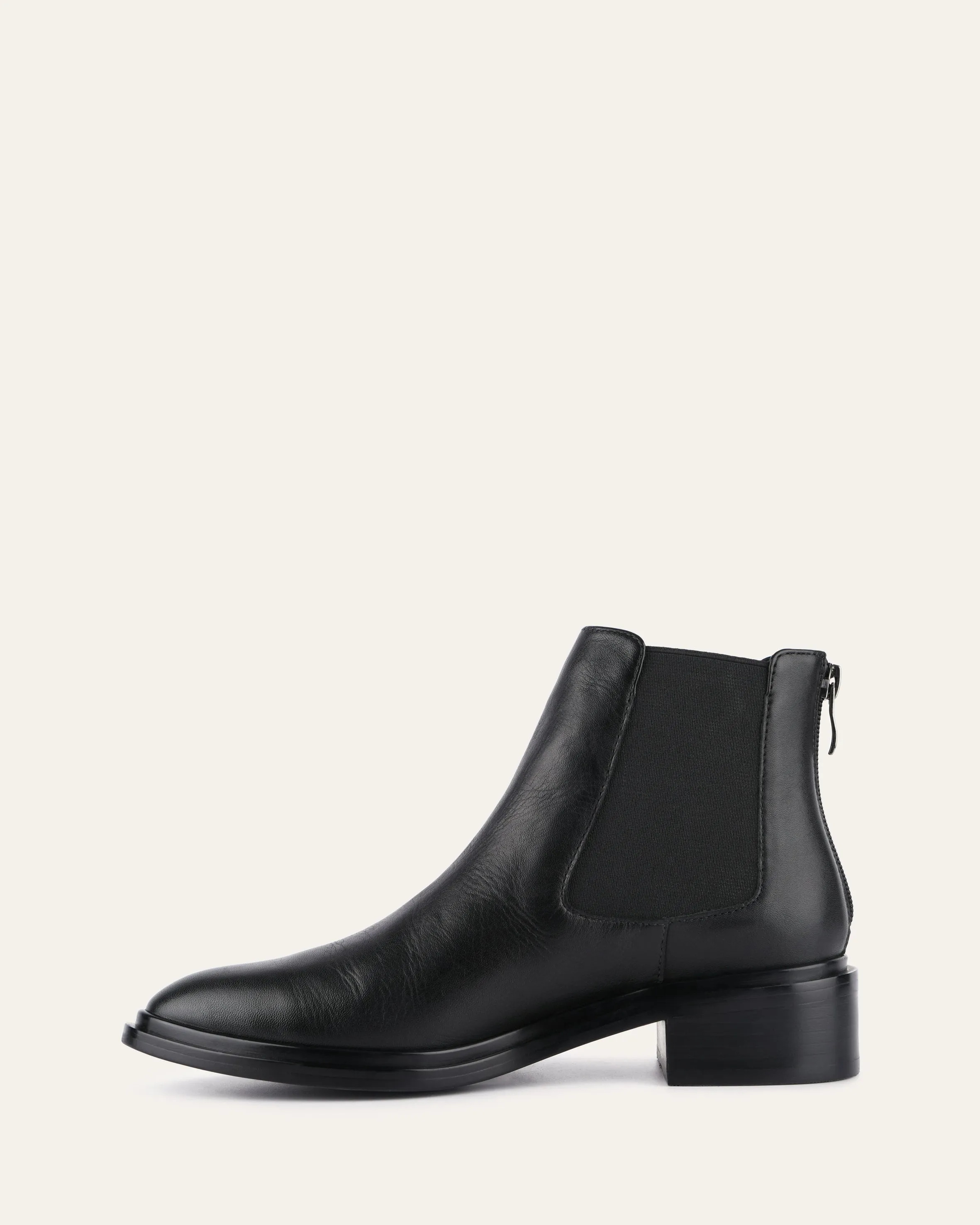 MELROSE FLAT ANKLE BOOTS BLACK LEATHER Jo Mercer