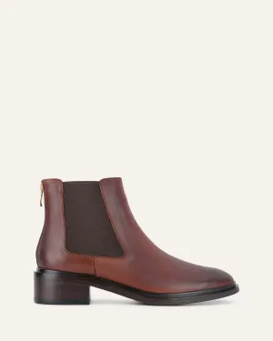 MELROSE FLAT ANKLE BOOTS CHESTNUT LEATHER Jo Mercer