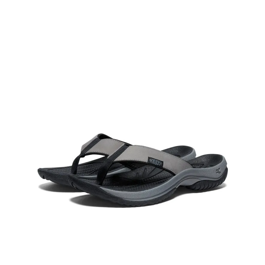 Men's Kona Leather Flip-Flop  |  Steel Grey/Black KEEN
