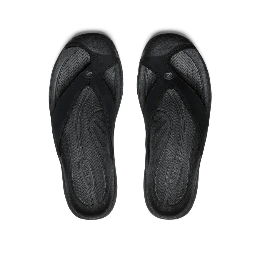 Men's Waimea Leather Flip-Flop  |  Black/Black KEEN