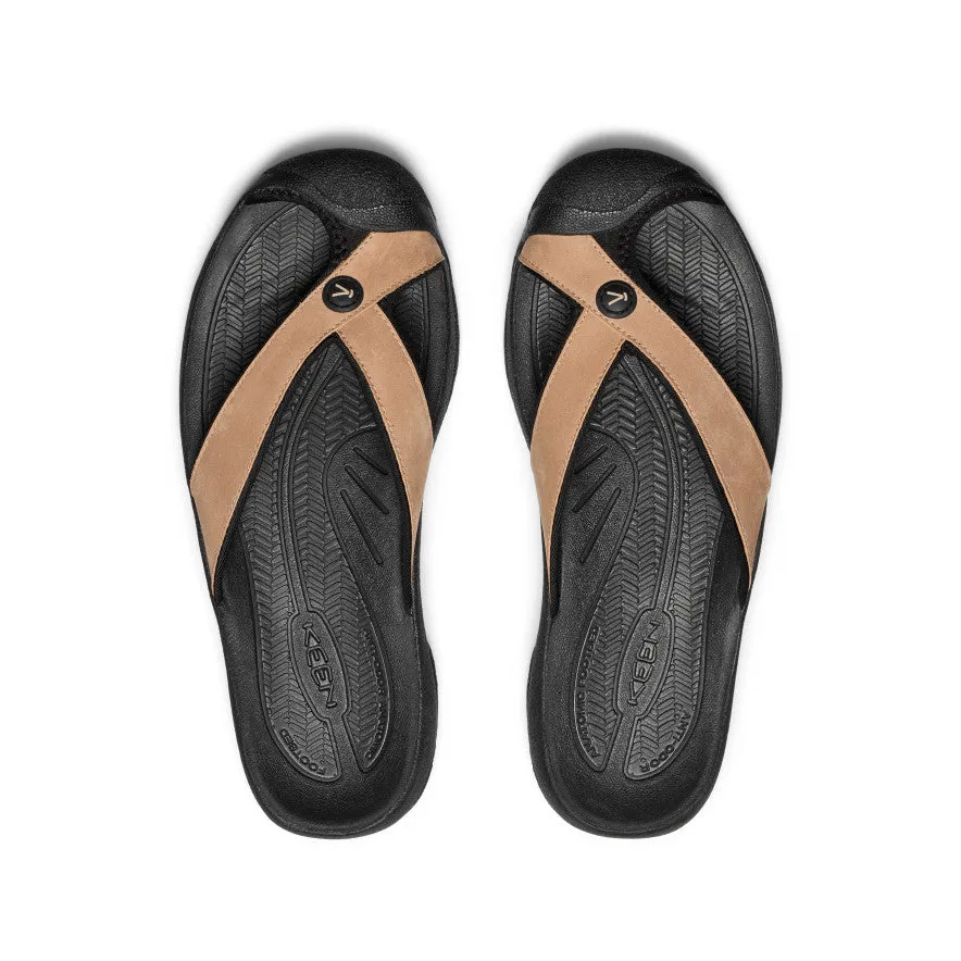 Men's Waimea Leather Flip-Flop  |  Cornstalk/Black KEEN