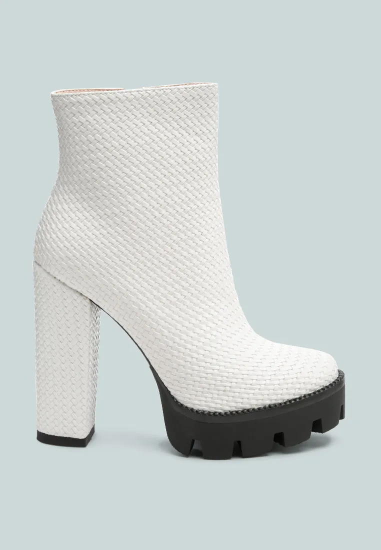 moleski textured block heeled boots
