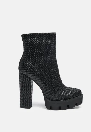 moleski textured block heeled boots