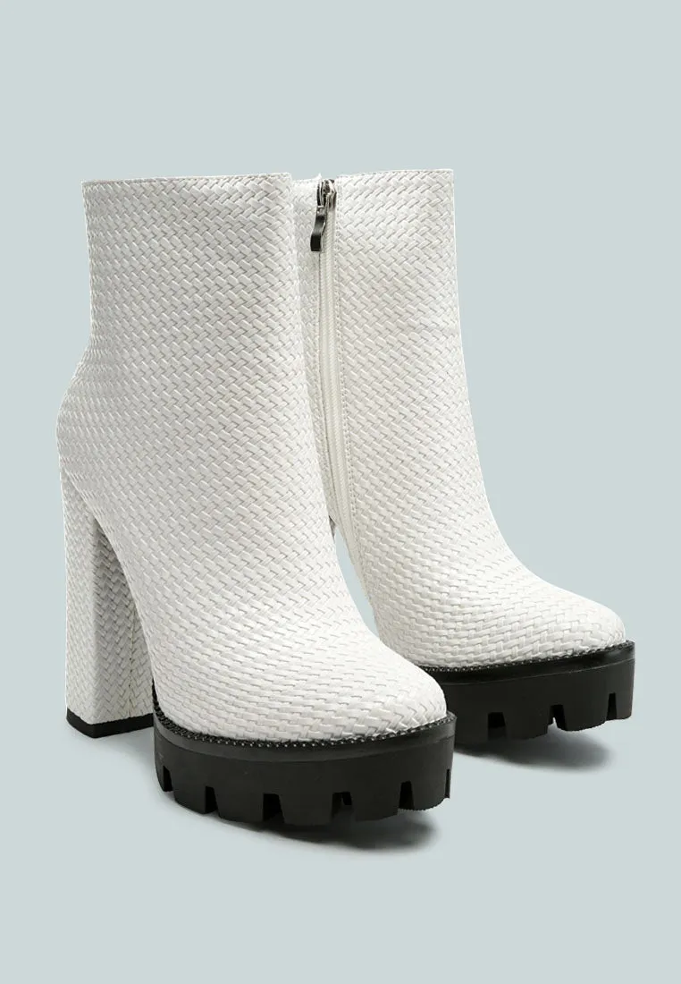 moleski textured block heeled boots