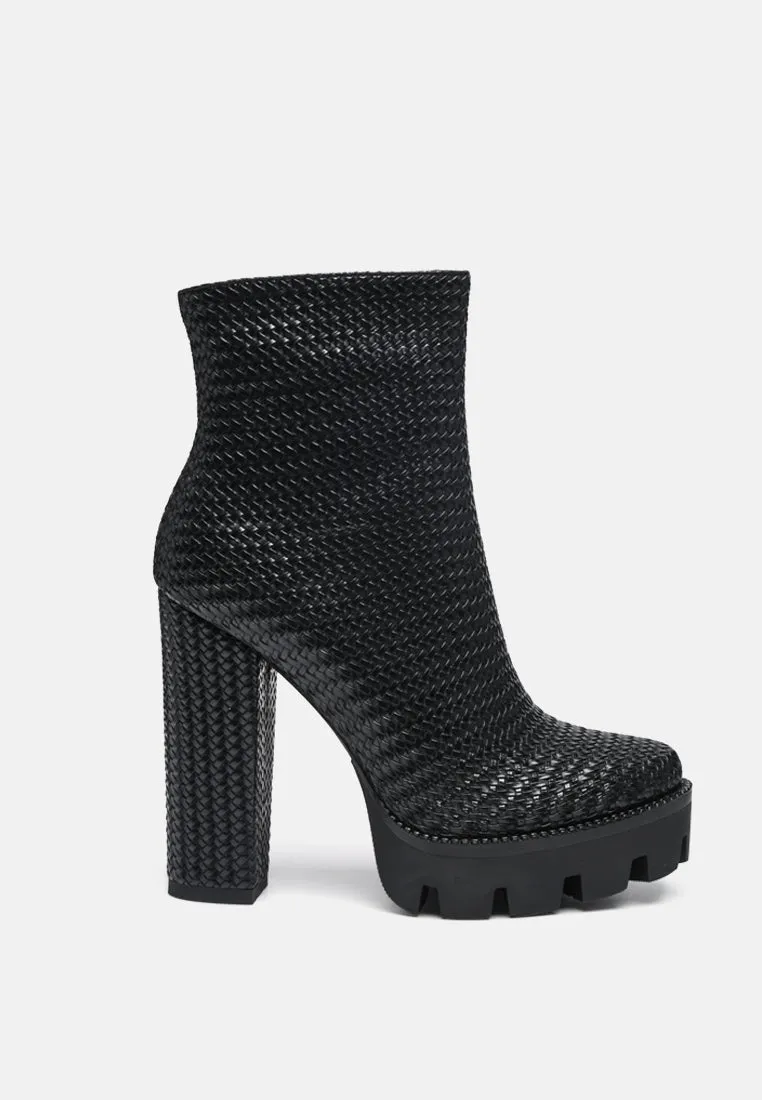 moleski textured block heeled boots